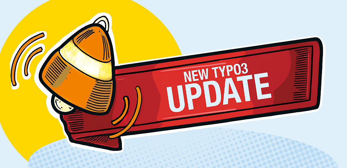 Das TYPO3 Logo in Form einer Glocke welche repräsentativ für das neue Update steht.